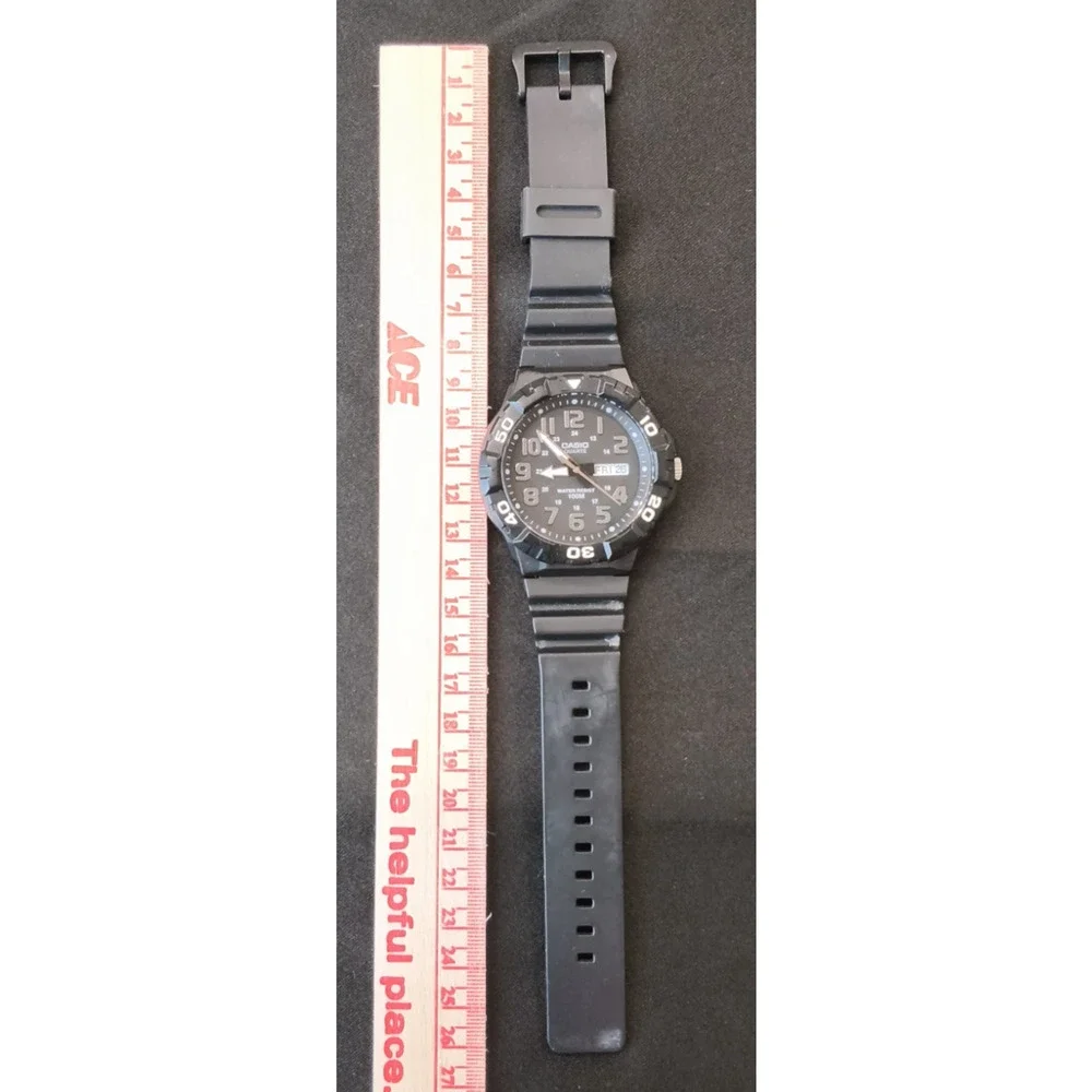 Casio Quartz Men's Watch Water Resistant 100M Black Easy Read Dial #W5371